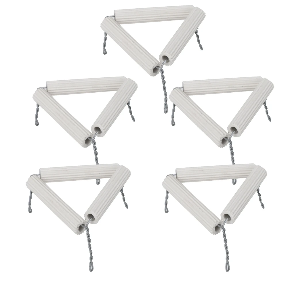 5pcs 55mm Lab Clay Triangle Crucible Holder Ceramic Pipes and Iron Wire for Chemical Experiment