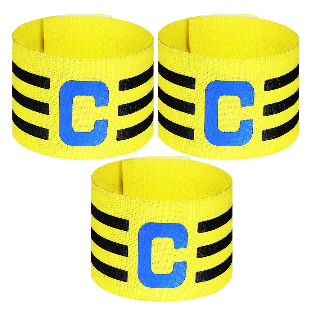 3 Pcs Football Captain Armband Soccer Sport Long Sleeve Captains Bands Yellow Sports Armbands