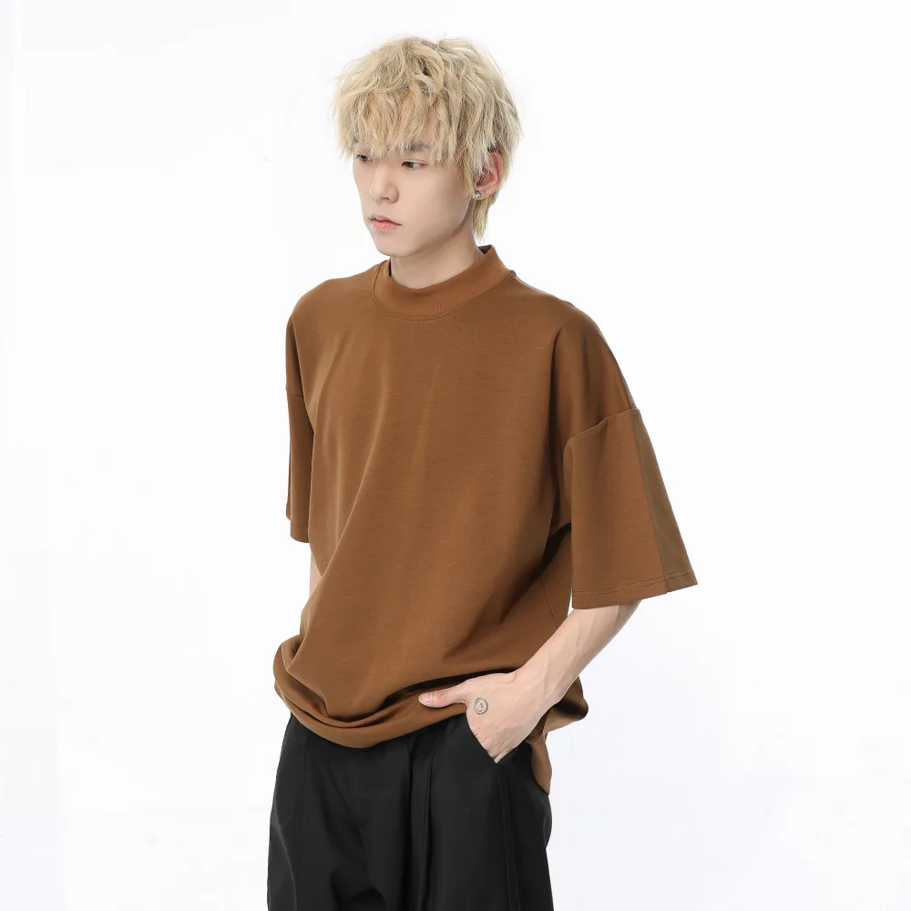 

SYUHGFA Korean High Street Men's T-shirt Personalized Design Solid Color Baggy Male Short Sleeve T-shirts Casual 2024 Summer