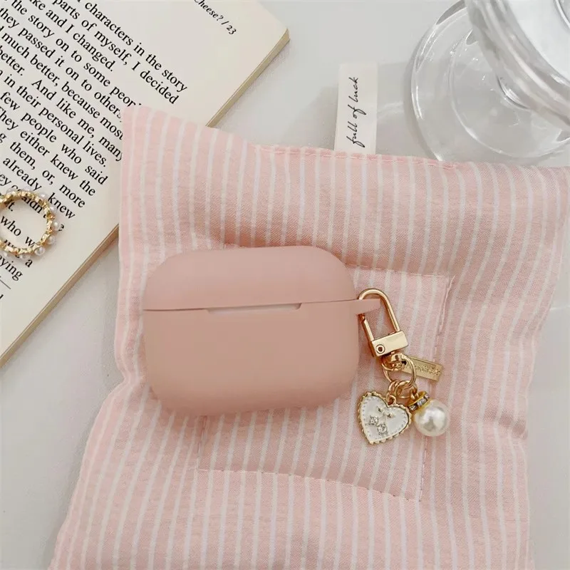 Étui pour écouteurs en silicone rose mignon pour Apple AirPods Pro 2, boîte pour casque, porte-clés coeur d'amour vintage, 1, 2/3