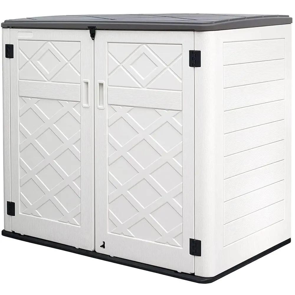 

Resin Outdoor Storage Shed, 38 cu.ft Outdoor Storage Box Waterproof for Garden Tools, Patio Furniture, Trash Cans, Garage Stora