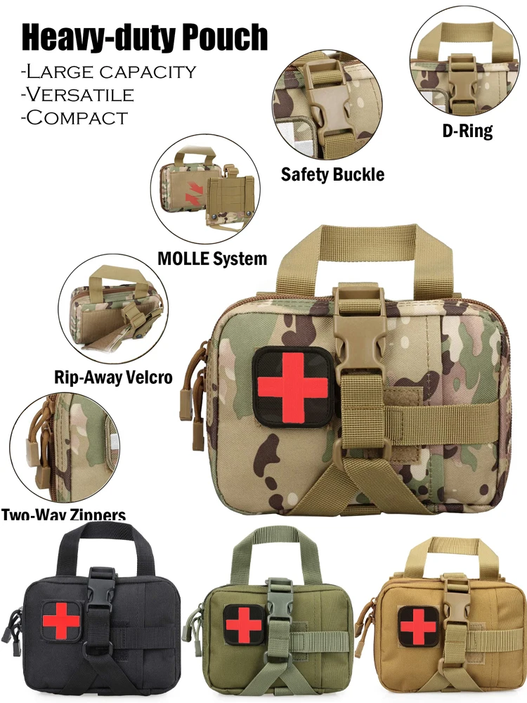 First Aid bag Upgrade EMT Pouch Rip Away Molle Medical kit IFAK Tear-Away Travel Outdoor Hiking mergency Survival kit camping