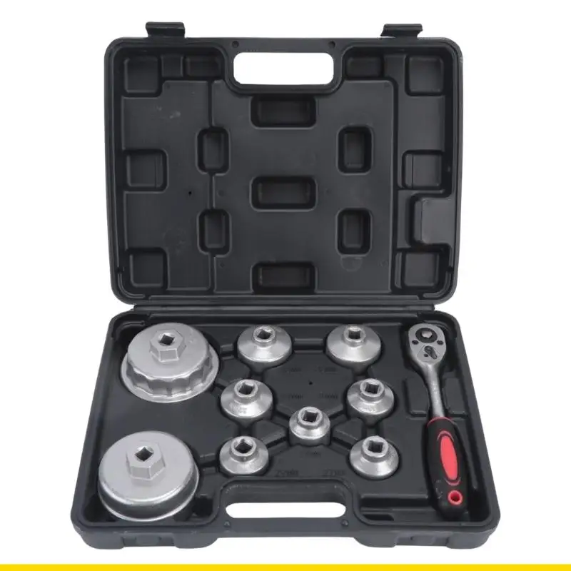 SZCH Oil Filter Cup Wrench Tool Set for Plastic and Aluminum Housing Covers, with Multiple Attachment Configurations and Storage