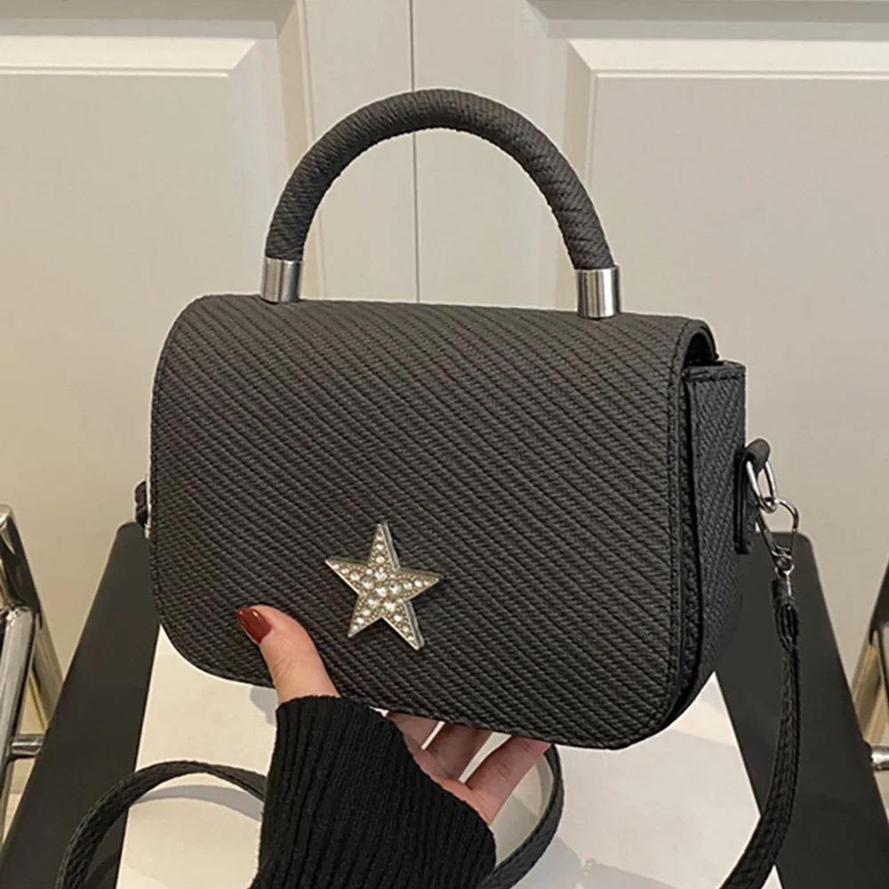 

Starry Diamond Chain Texture Crossbody Bags Women Fashion Shiny Star Small Square Hand-held Shoulder Bag Lady Commuting Handbags