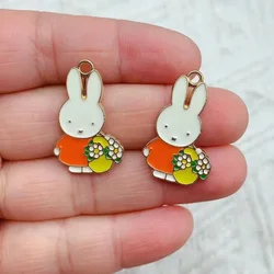 10pcs Cartoon Animal Charms Enamel Rabbit Pendants Charms for Jewelry Making DIY Earrings Necklaces Accessories