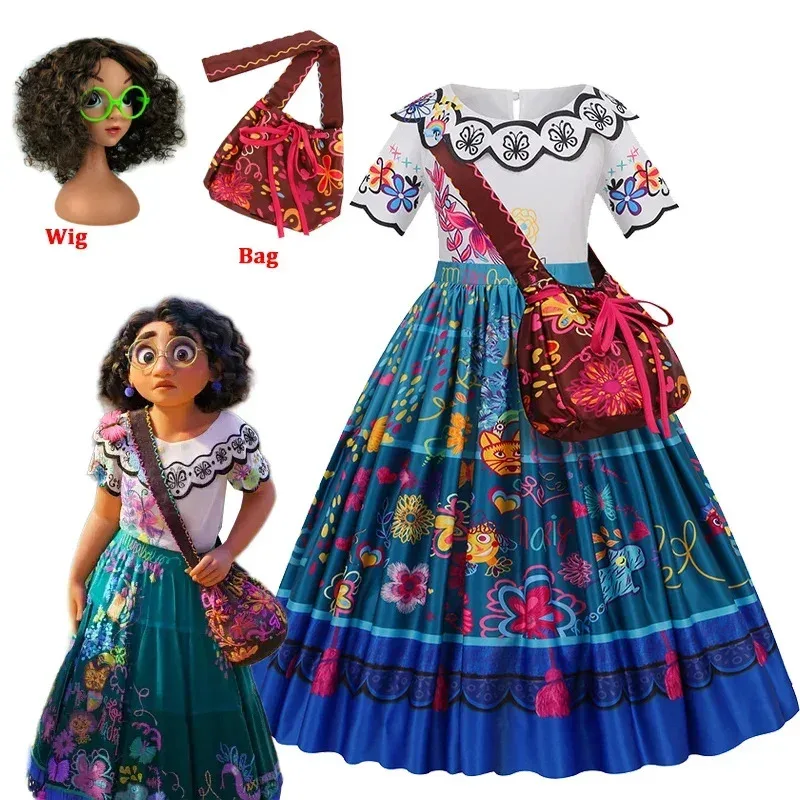 

Girls Encanto Costume Princess Dress Suit Charm for Girls Mirabel Cosplay Dress Carnival Birthday Party Christmas Clothes