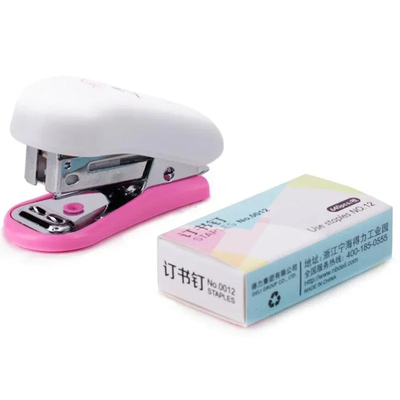 Mini Stapler 24/6 Plastic Stationery Set Kawaii Stapler Mini Paper Binder Geometric Manual Stapler Set