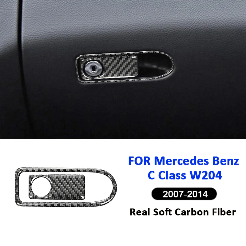 

Carbon Fiber Car Co-Pilot Storage Box Key Lock Switch Pull Handle Panel Trim Sticker For Mercedes Benz C Class W204 2007-2014