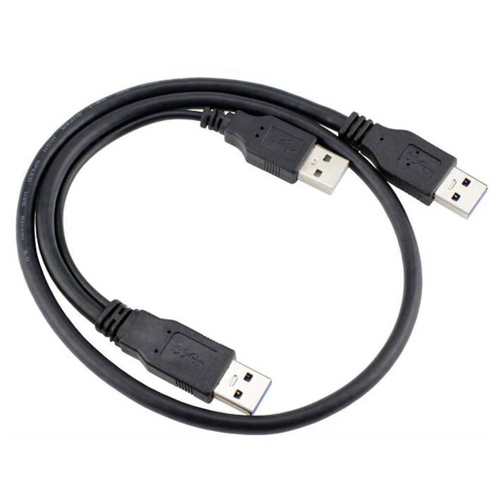 USB 3.0 male to male 3USB portable hard drive data cable connection cable 3A with auxiliary power supply port 3AM dual head powe