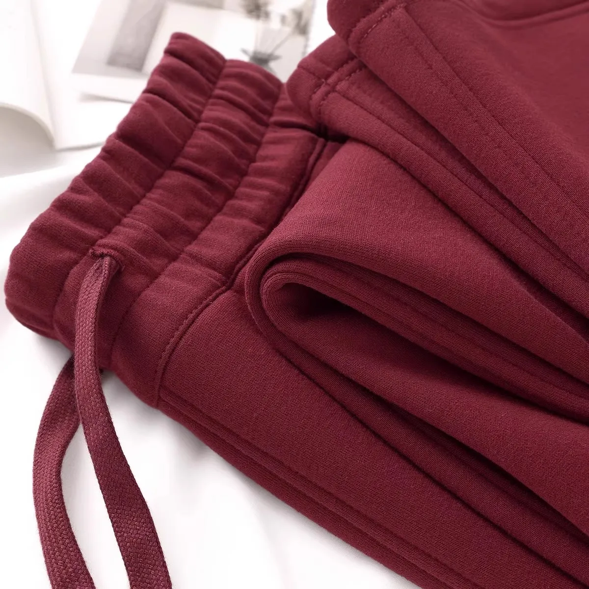 

High Waist Straight Leg Pants OC Red Narrow Version Slimming Bana Casual Trousers for Young Men Warmth Function