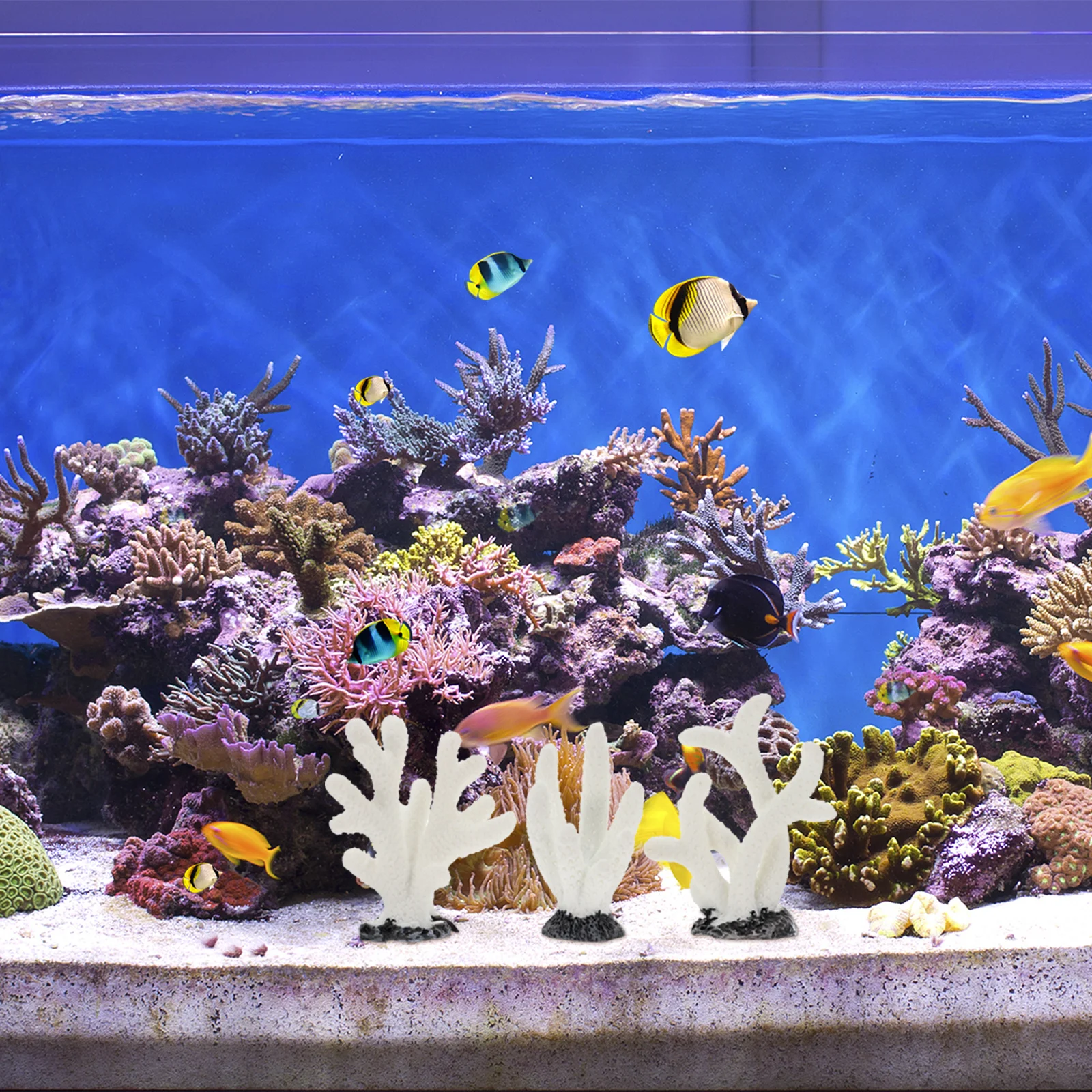 

5pcs Coral Decor Aquarium Simulation Plants Fish Tank Landscape Supplies Fake Coral Ornament Underwater Hideout For Pets