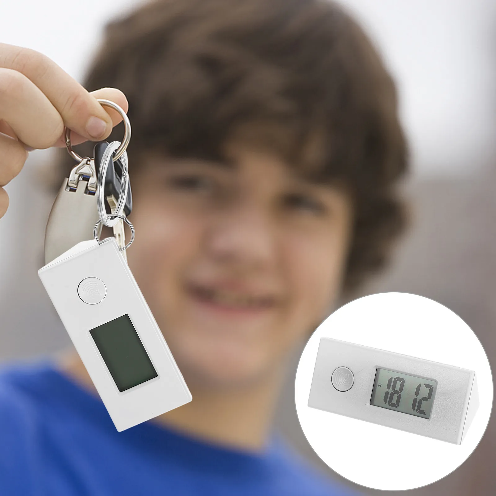 Digital Keychain Watch Student Portable Luminous Silent Display Clear Readout Triangular Shape Hanging Pocket Watch Keyring