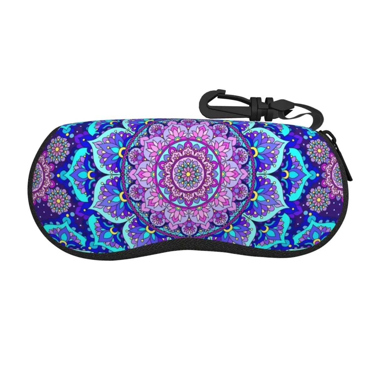 Custom Bohemia Ethnic Mandala Flower Pattern Eyeglass Glasses Case Women Men Soft Sunglasses Protective Bag