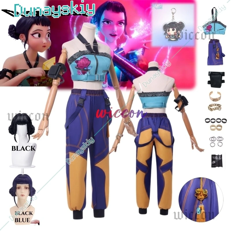 

Аниме KPop Охотники на демонов Зои Косплей Костюм Униформа Кольца охотничьи серьги Фестиваль Хэллоуин Вечеринка для женщин и девочек