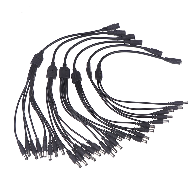 1Pc Cctv Beveiligingscamera 1 Dc Vrouwelijk Naar 2/3/4/5/6/8 Mannelijke Stekker Netsnoer Adapter Connector Toevoer Splitter Kabel Voor Ledstrip