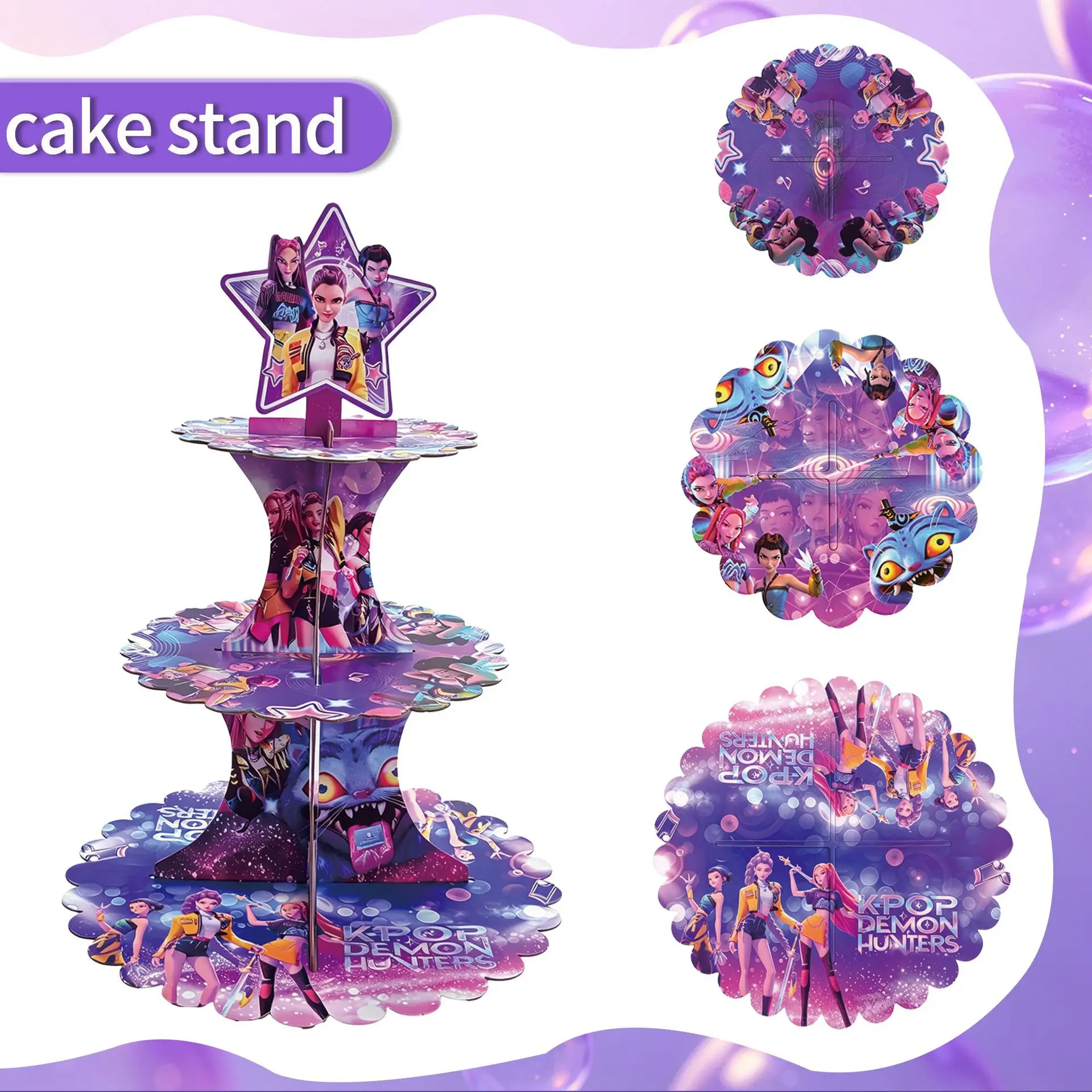 Anime Lumi Mila Zoi Hexenjäger Cupcake-Ständer Einweg-Papier-Kuchenturm Dessert-Tisch-Deko Kinder Mädchen Geburtstagsparty-Zubehör – Detail 6