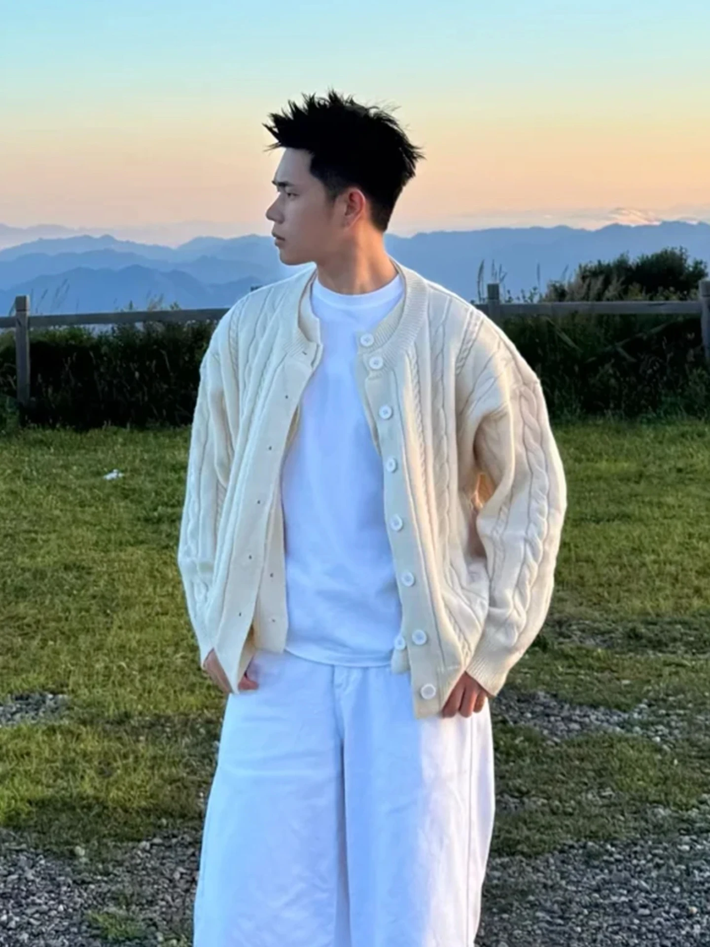 

American Sle Thiened Knitted Sweater Men's Loose Warm Autumn Winter Outerwear Casual Sle Youth Faion round Ne