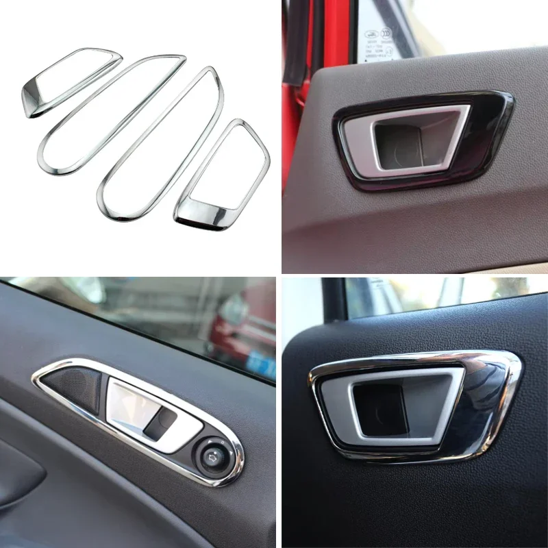 ABS Chrome Inner Trim Door Hand Clasping Decorative Ring Sticker for Ford Ecosport Fiesta MK7 2009-2013 car Accessories