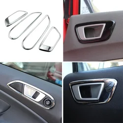 ABS Chrome Inner Trim Door Hand Clasping Decorative Ring Sticker for Ford Ecosport Fiesta MK7 2009-2013 car Accessories