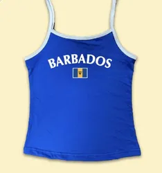 Lato Vintage BARBADOS nadruk w litery z niebieskim paskiem damska koszulka na ramiączkach 2000s Punk Vintage Y2K moda Sexy damski Top Top