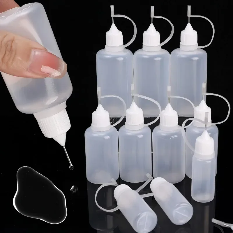 10/30/50ML Plastic Squeezable Tip Applicator Bottle Refillable Dropper with Needle Tip Caps for Glue Pigment Oil Liquids Bottles