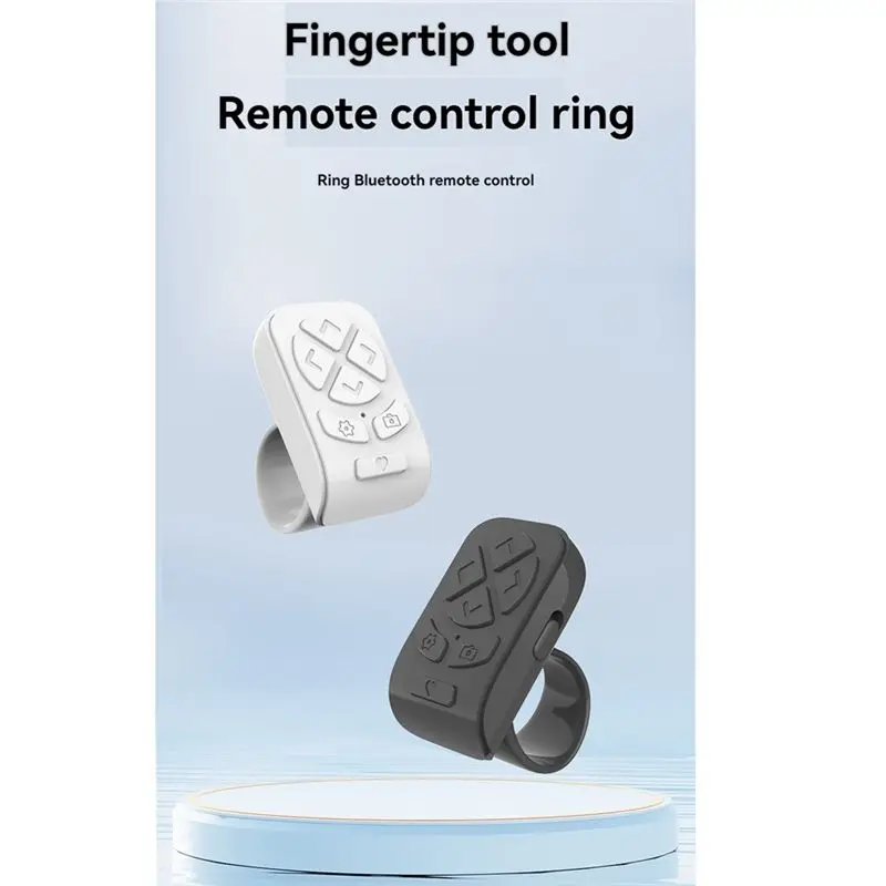 Y47A Wireless Bluetooth Remote Control Ring Fingertip Page Turner for Phone Tablet Camera - Black
