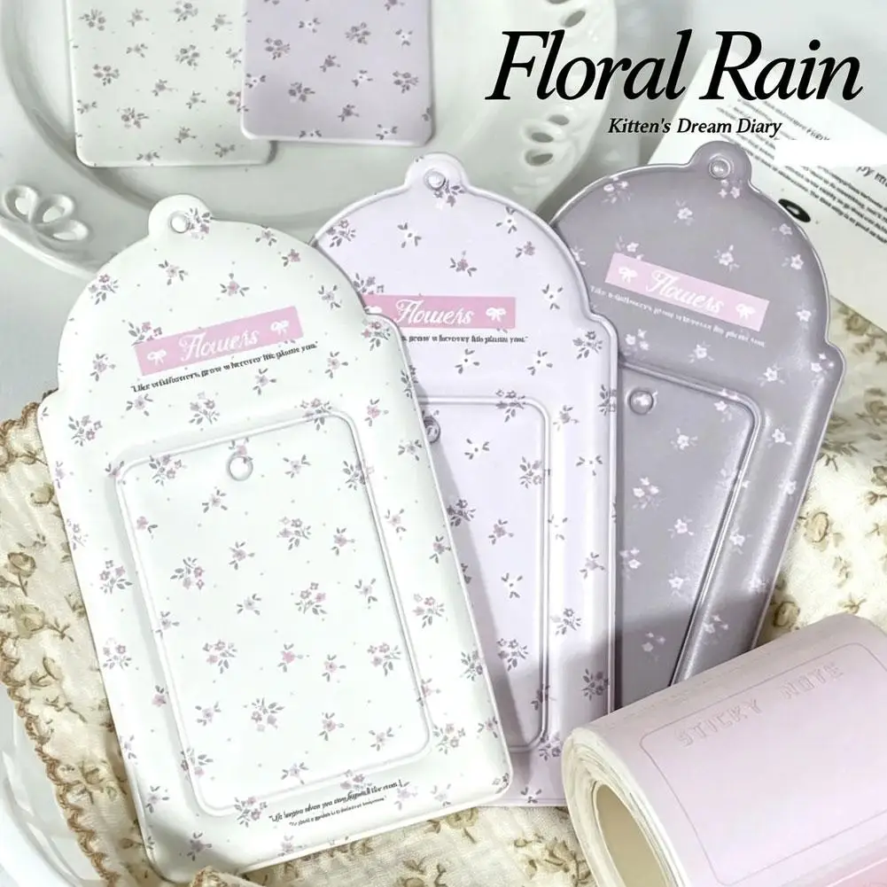 Kpop Idol Photocard Holder Keychain Cute Floral Print Card Cover Storage Bag Polaroid Photo Sleeve Small Pendant Decoration