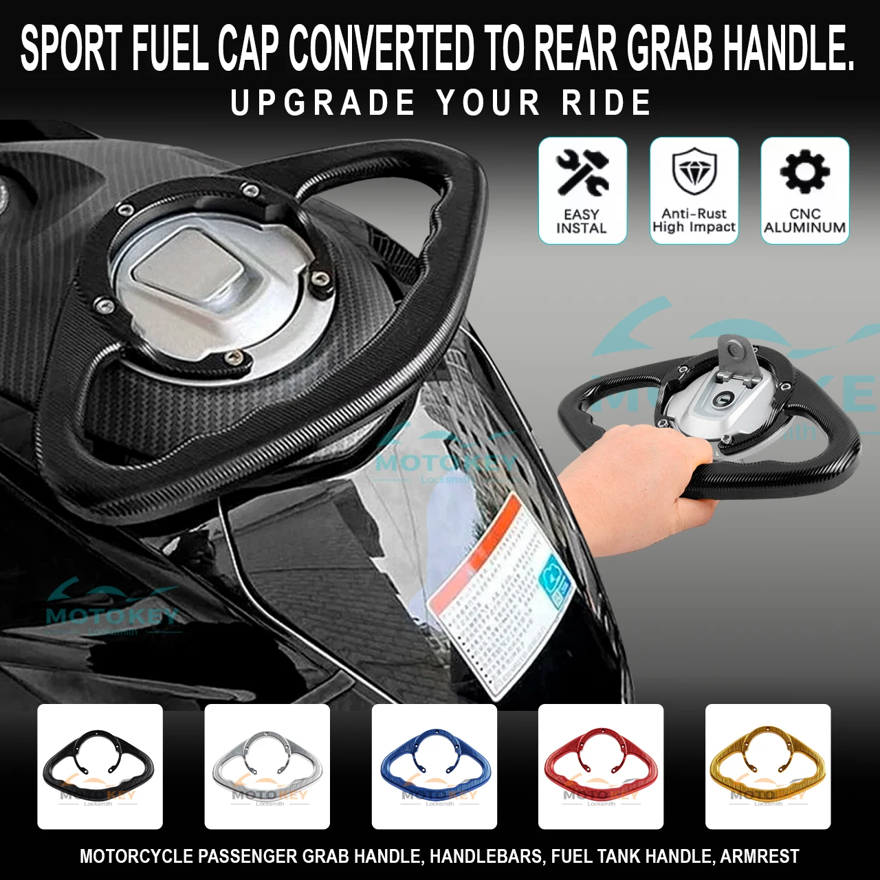 

For ZX-10R ZX10R 2004-2007 2008 2009 2010 2011 2012 Motorcycle passenger grab handle, handlebars, fuel tank handle, armrest