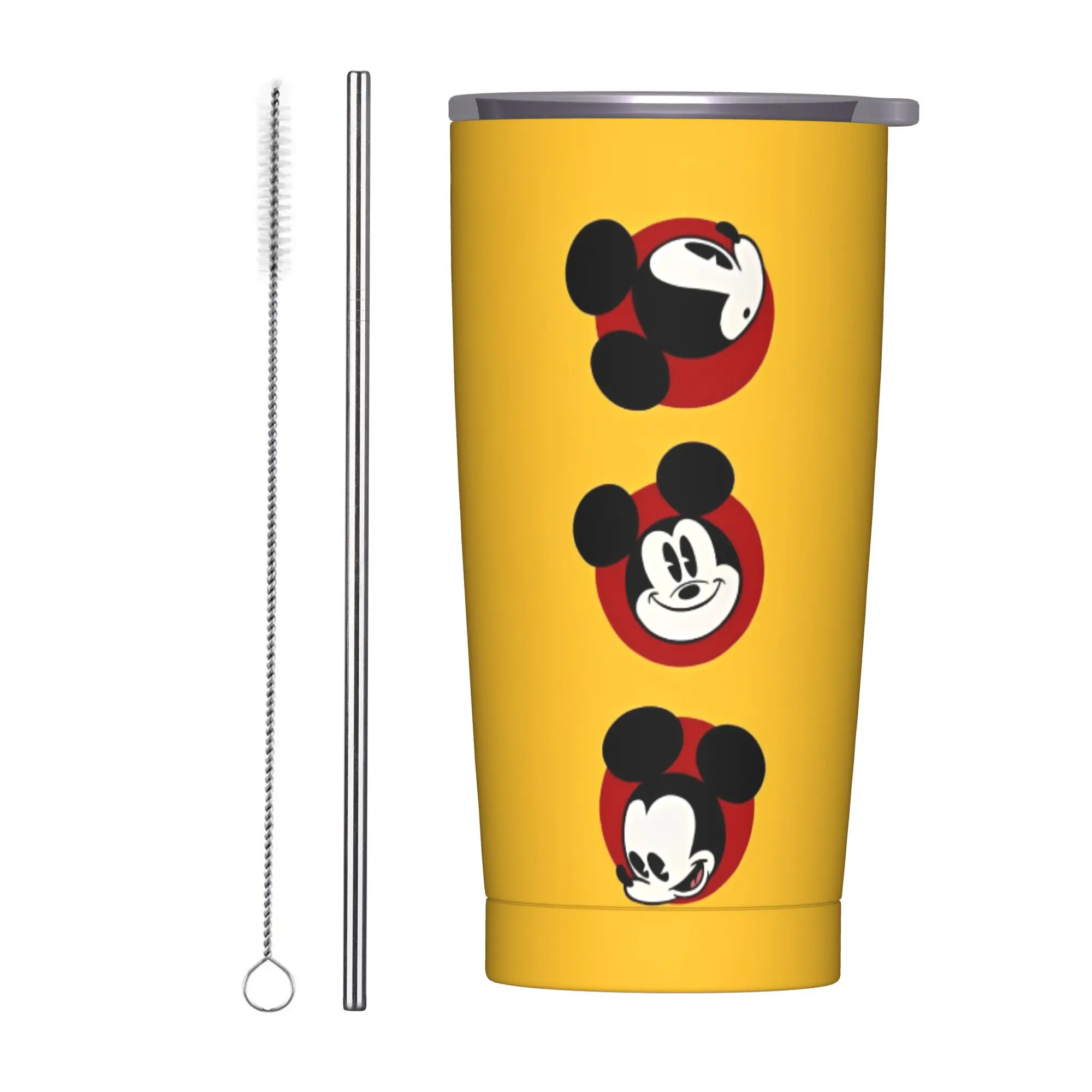 

Изолированный стакан с Микки Маусом Kawaii и соломинкой, кофейные кружки из нержавеющей стали, уличные портативные чашки для горячих и холодных напитков, 20 унций