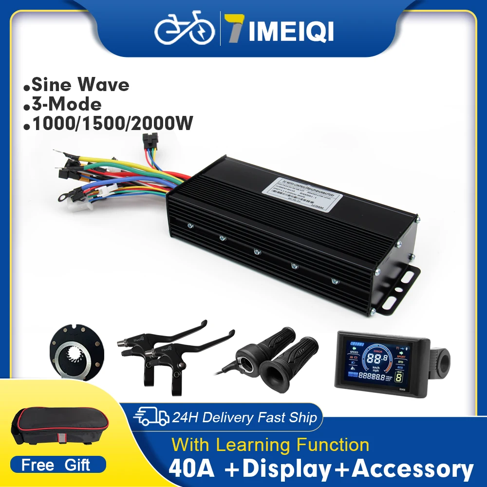 

Ebike Sine Wave Controller 36V 48V 52V 40A Three-Mode with S866 S966 LCD Color Display For 1500W 2000W Motor E-Scooter Parts