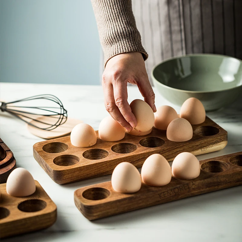 Wooden Egg Storage Box Eggs Tray Home Storage Rack Multi-Compartment Eggs Holder Kitchen Cooking Refrigerator Keep Fresh Tools