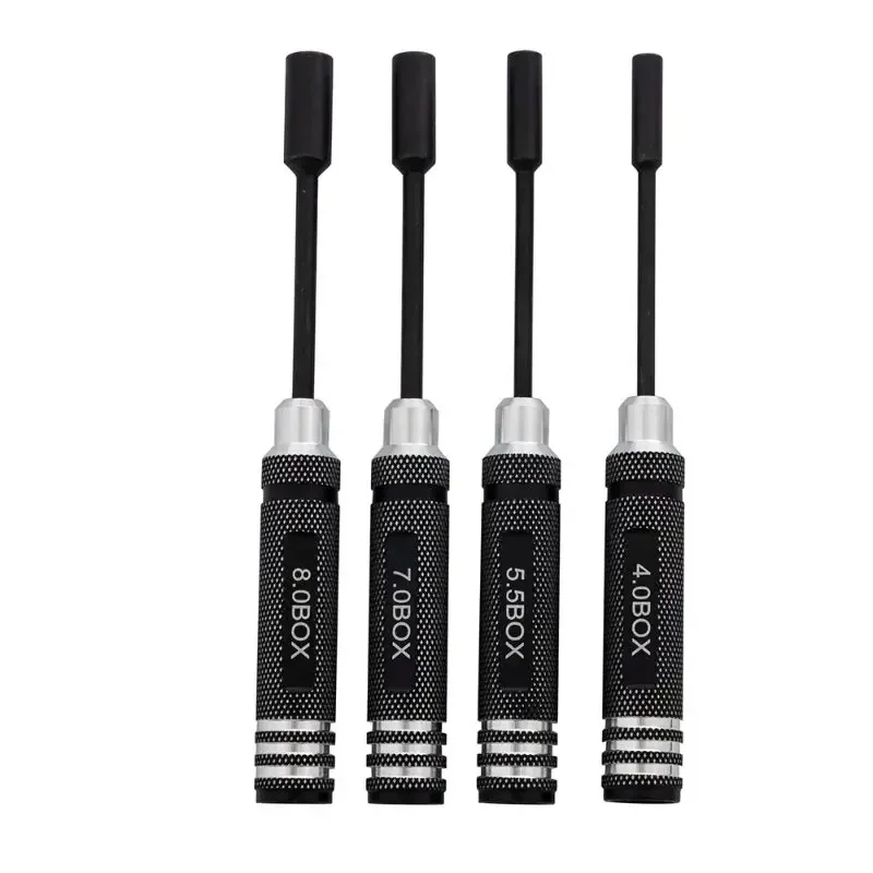 Repair Tools Kit 4pcs 4.0mm 5.5mm 7.0 8.0mm Hex Nut key Socket Screw Driver Wrench Spanner Box For RC Model Car Quadcopter Drone