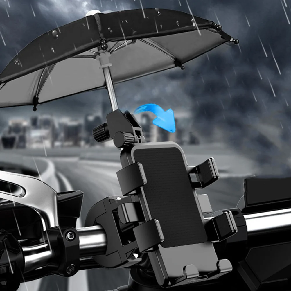 

1Set Electric Bike Phone Holder Cycling Phone Mount Rack Mini Umbrella Multi-Angle Adjustable Anti-Slip Bike Handlebar Support