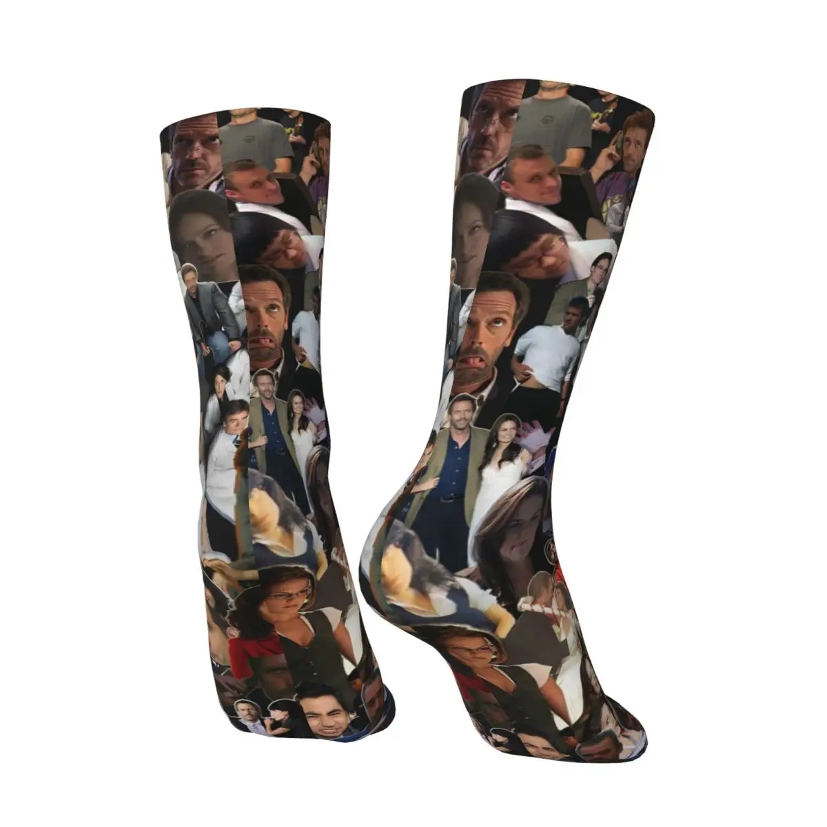 Gregory House Meias de colagem de fotos de televisão Meias de outono Adultos Homens Meias respiráveis Correndo Esportes Meias antiderrapantes