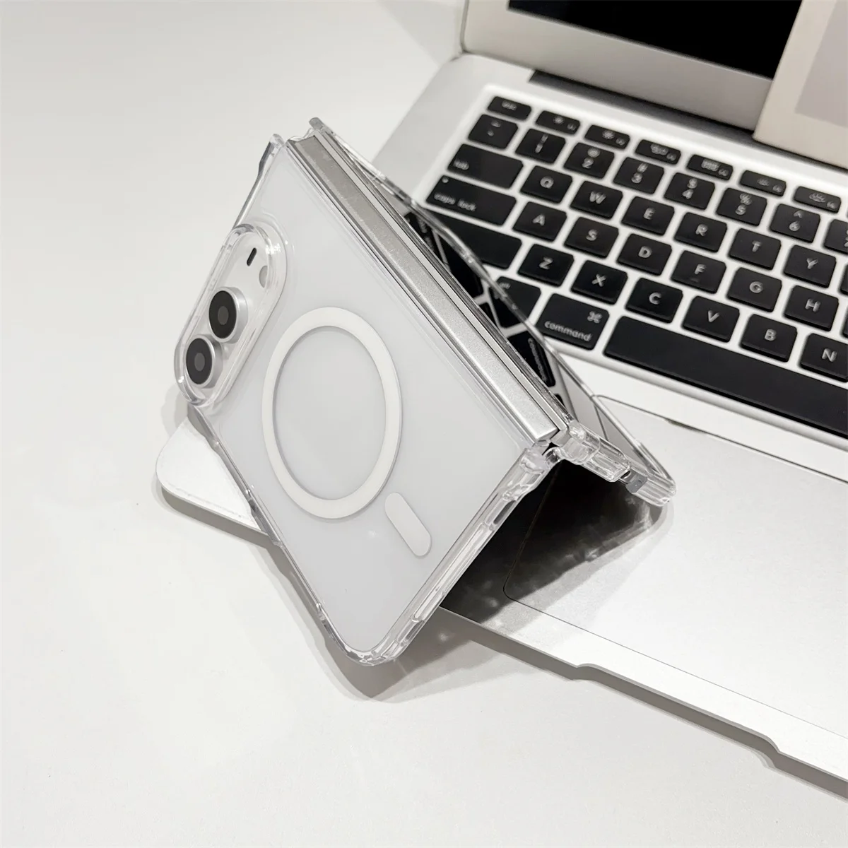 Funda con carga inalámbrica magnética Magsafe para Apple iPhone Duo, transparente, de cristal, resistente a golpes.