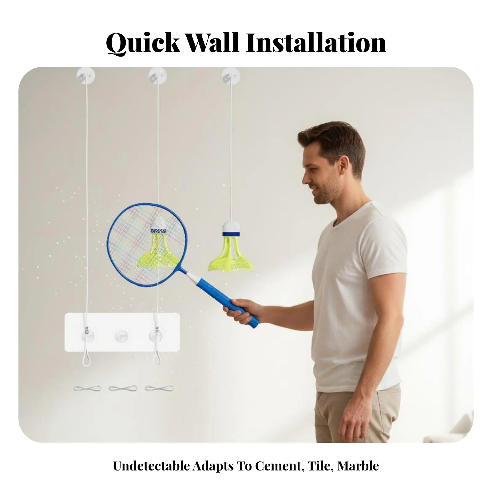 

Hanging Badminton Practice Device No-Tool Installation Individual-Play Badminton Device Sports Equipment Traceless Portable