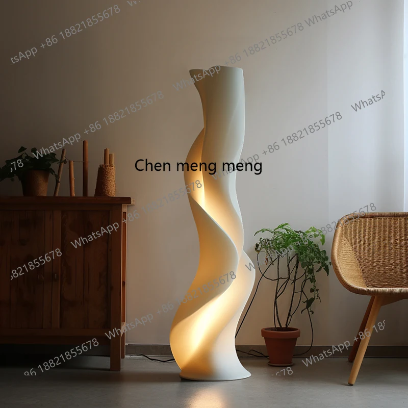 Modern simple living room floor lamp cream log wind edge lamp decoration French study