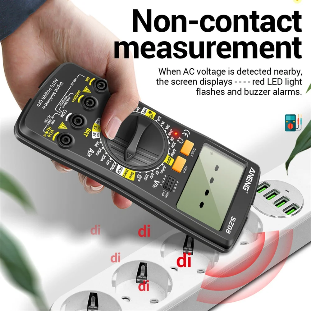 ANENG SZ08 Digital Multimeter Ultra-Thin Storage Professional Multimetro Auto Voltmeter AC DC Resistance Handhold Testers(Black)