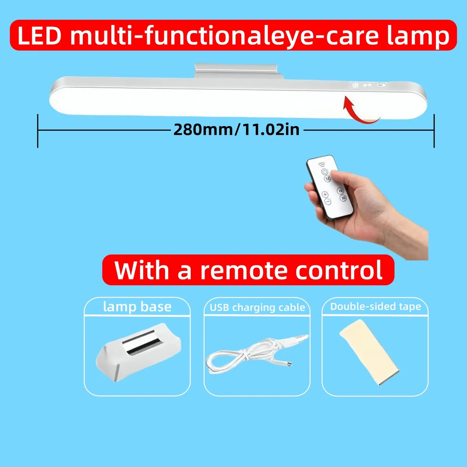 LED Table Lamp Magnetic Hanging USB Rechargeable Desk Lamp 3 Color Reading Light Dimmable Cabinet Closet Wardrobe Night Light 