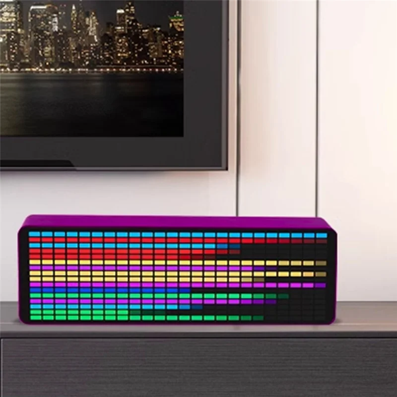 

Color LED Music Spectrum Electronic Clock Sound Control Rhythm Light 1624 RGB Pickup Atmosphere Level Indicator, Purple Durable
