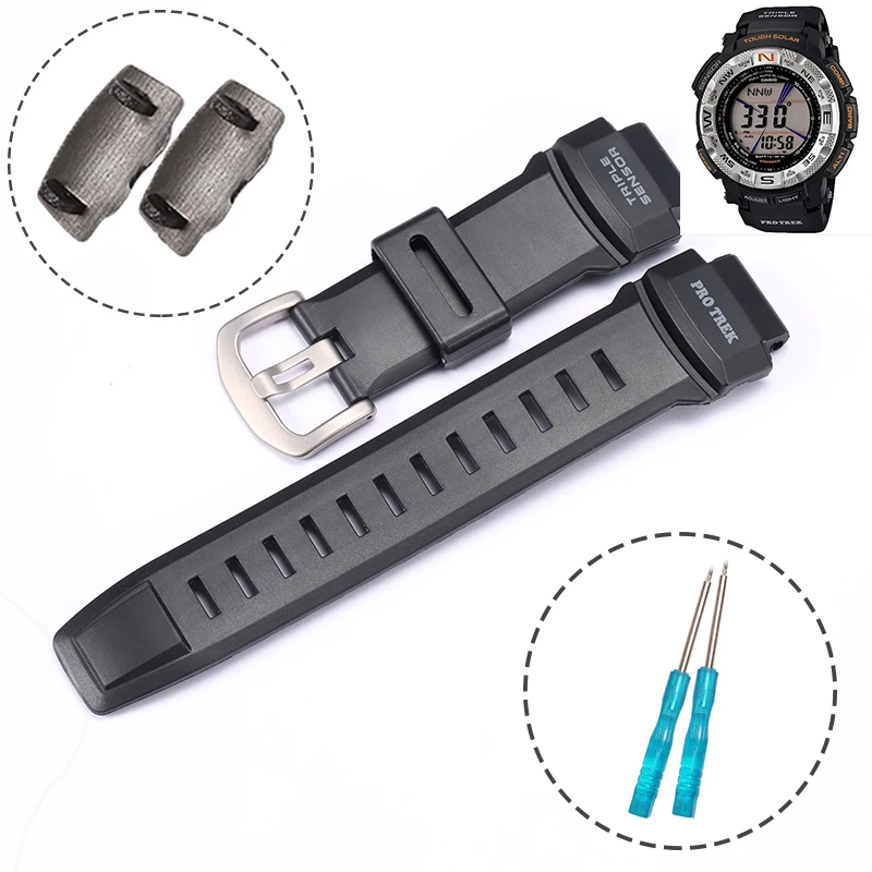 Bracelet de montre en résine étanche pour homme, bracelet de montre pour mol Pro Trek, Prg 260, 500, Prw 2000, 2500, 5100, broche, strucbracelet,