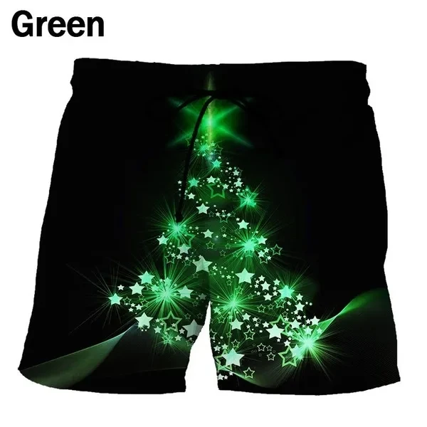 3D Print Christmas Tree Pattern Shorts For Men Personality Hip Hop Cool Beach Shorts Streetwear Mens Oversized Boardshorts