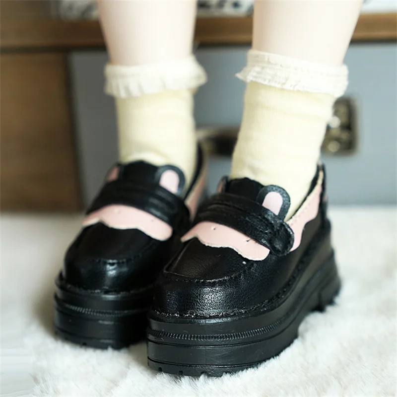 BJD Doll Shoes For 1/4 MSD MDD Shoes Doll Accessories Black Leather Shoes Up Doll Gift Diy Shoes