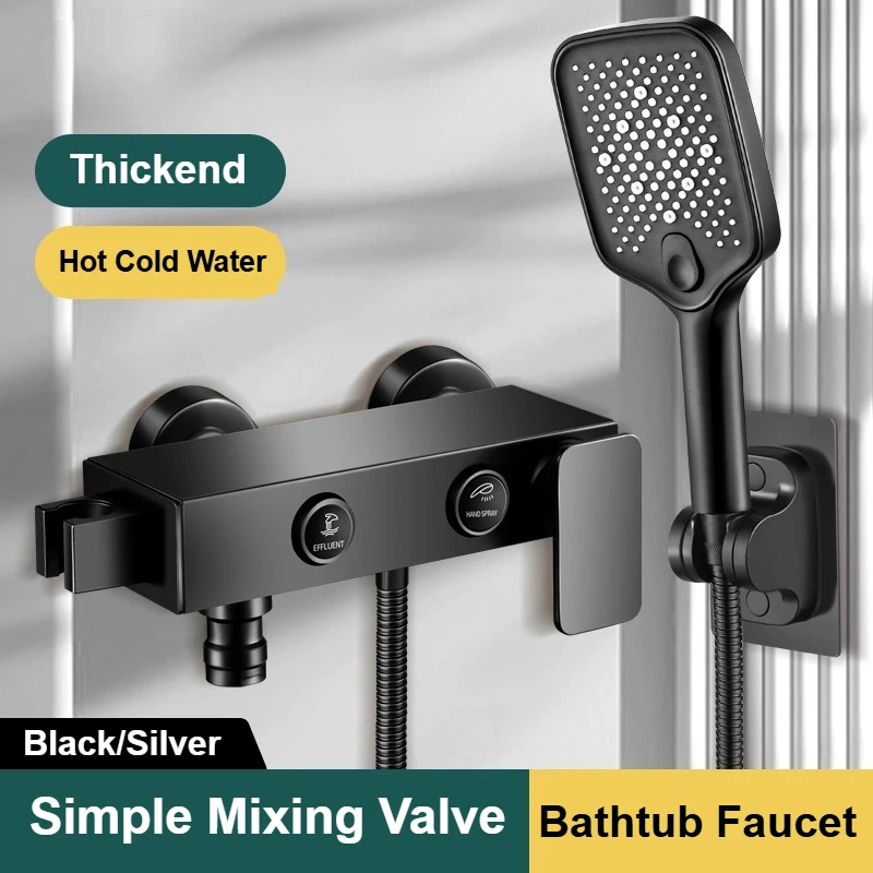 

Pressuried Shower Head Set Bathtub Faucet Shower Accessories Bathroom Mixer Tap Cold and Hot Water Faucets Black/silver
