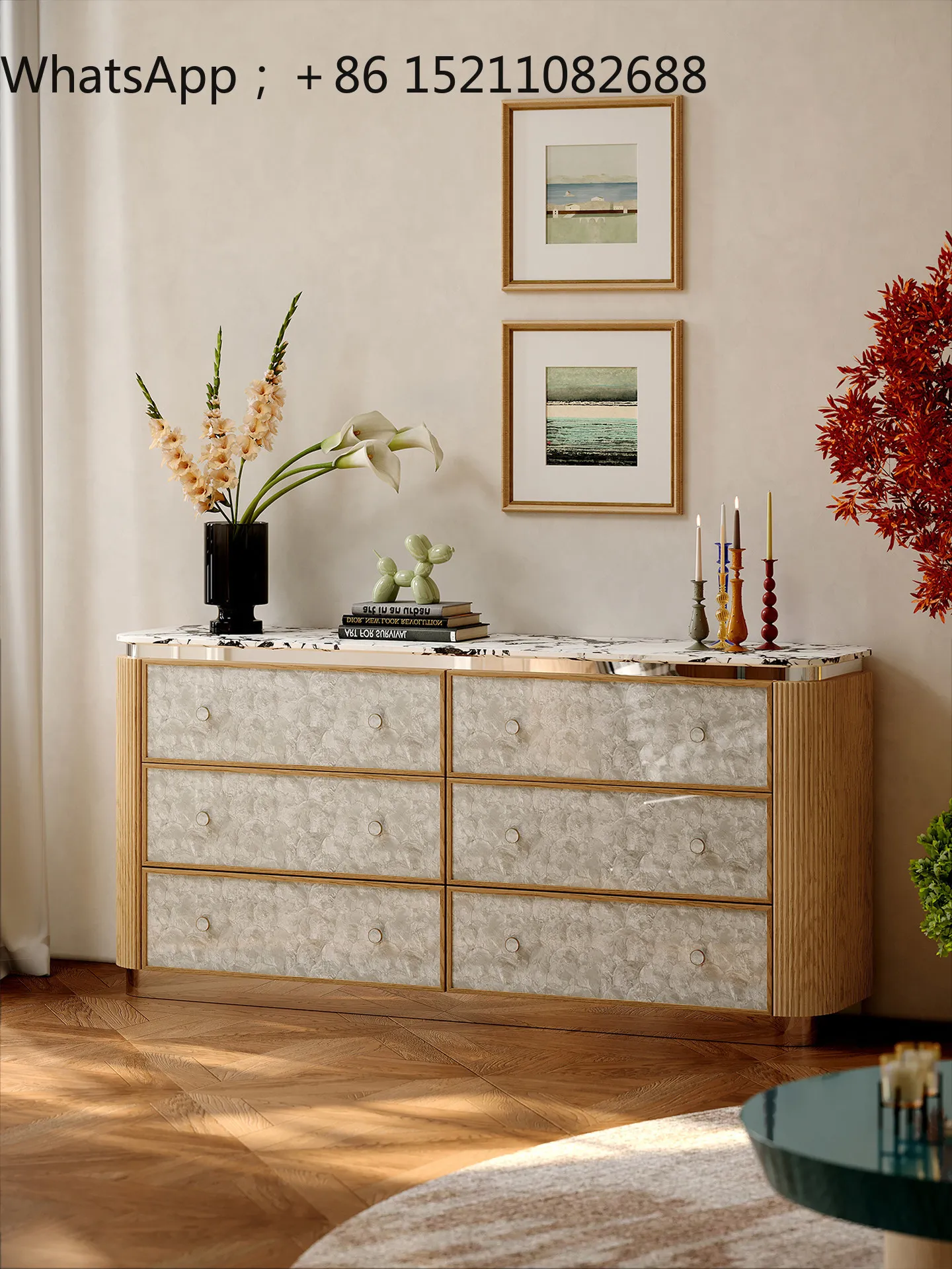LLY Yingshi Vintage Chest of Drawers for Living Room, Solid Wood Decorative Cabinet, Large Bedroom Storage Entryway Cabinet