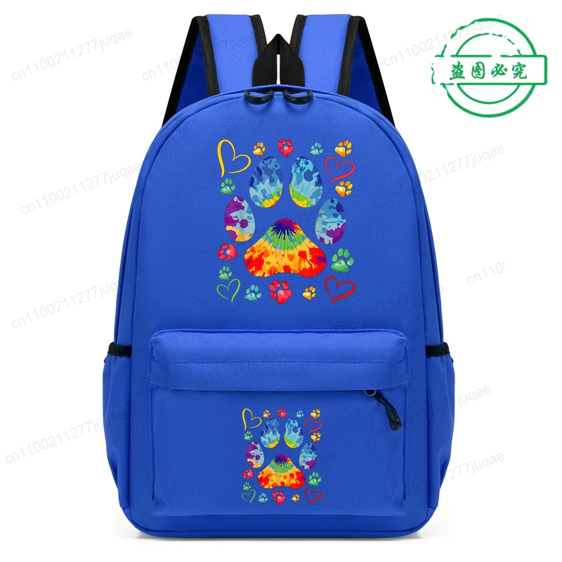 Cute Tie Dye Paw Kids Small Backpack Lightweight School Bag for Girls Boys Children Bookbag Travel Mochilas Escolares