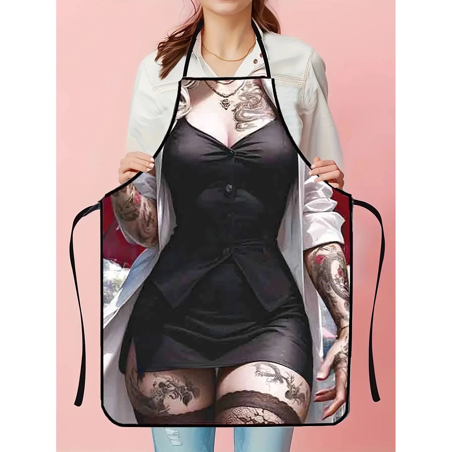 

Сексуальный женский фартук с татуировками, водонепроницаемый, из полиэстера, кухонный, подарок для женщин