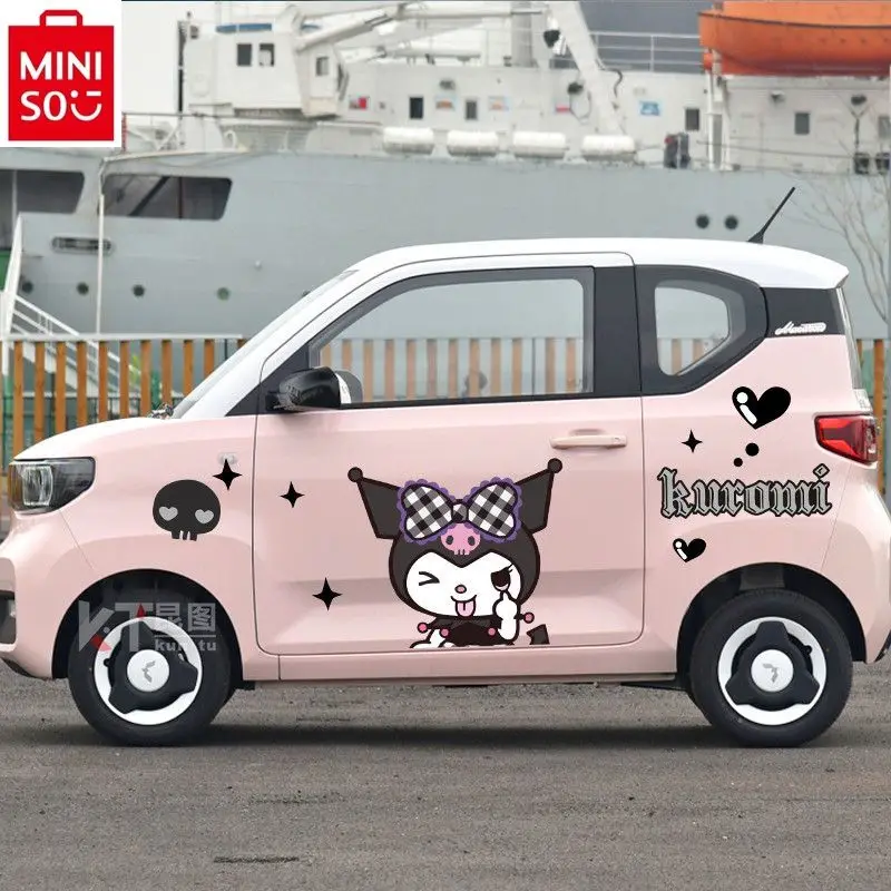 

MINISO Car Cartoon Kuromi Anime Car Stickers Creative Scratch resistant Personalized Body Decoration Stickers Accessories