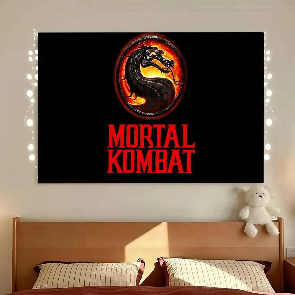 مورتال كومبات شعار راية الفن الطباعة اليابانية جدار العلم أنيمي الجدار الشنق ديكور المنزل