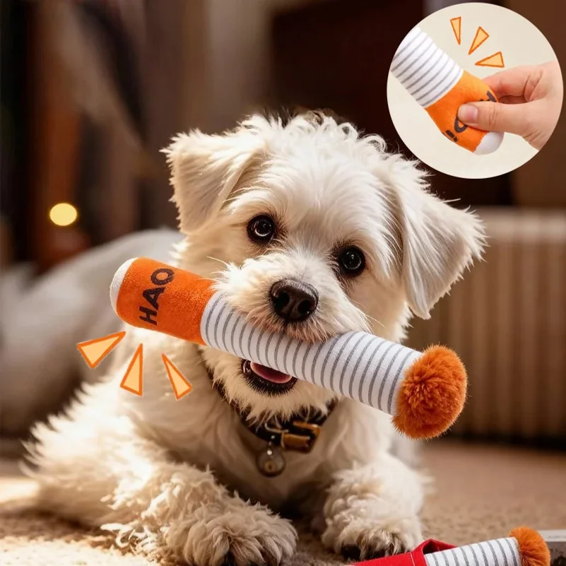 

Interactive Plush Dog Toys Creative Cigarette Interactive Funny Dog Toys Plush Chewing Toy Squeak Dog Toy Pet Gifts